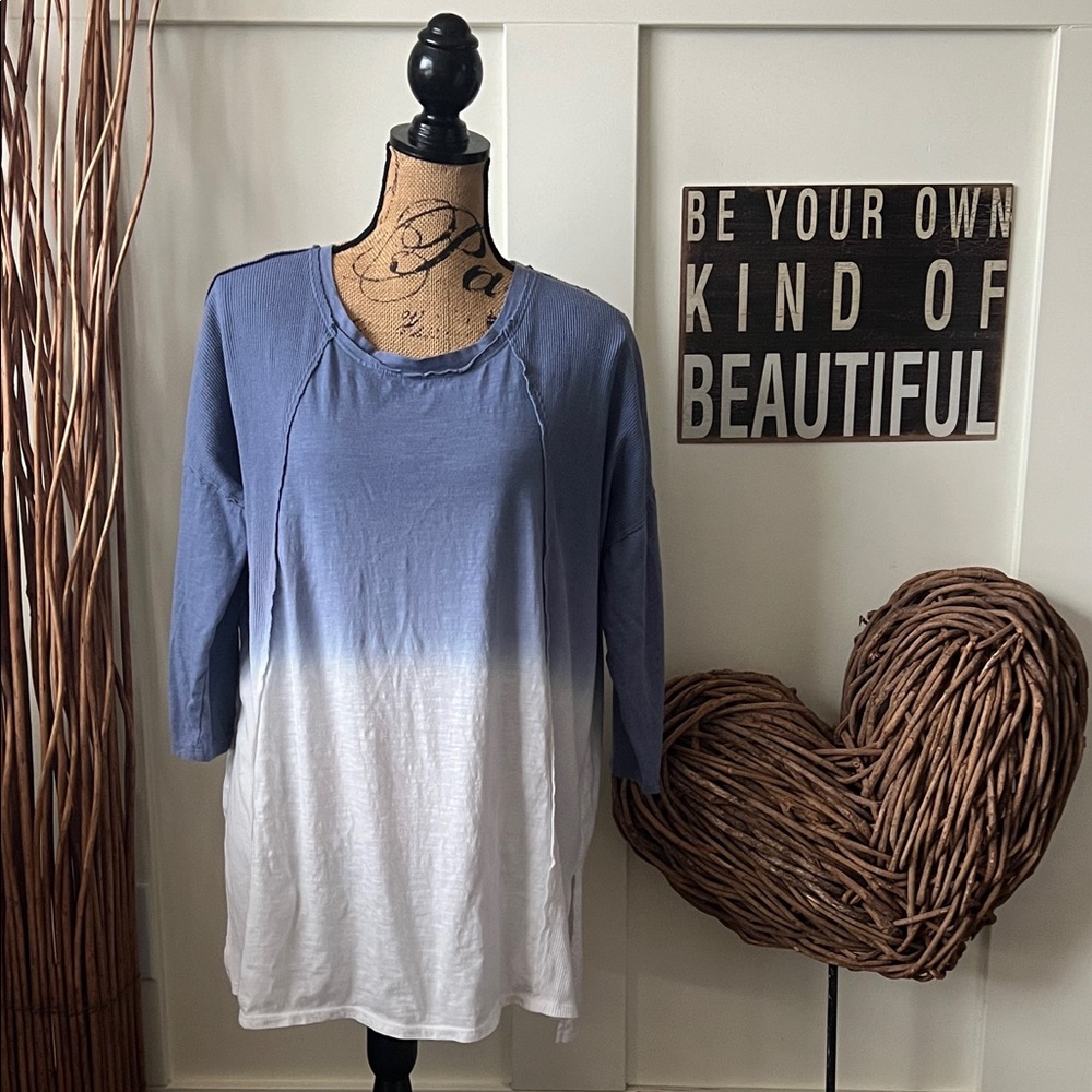 Cato Blue and White Gradient Long Sleeve Top
